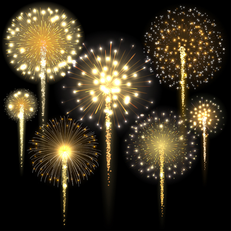 Set of fireworks. Vector illustrationのイラスト素材