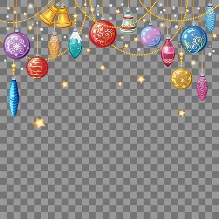 Christmas background with christmas toys and decoration. Vector illustrationのイラスト素材