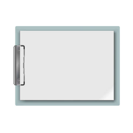 Realistic clipboard with a few blank white sheets of paper. Template or mock up for text and design. Empty paper notes, top view. Vector illustration.のイラスト素材
