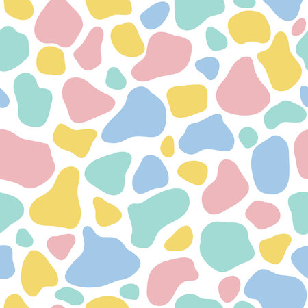 Cute animal texture of the skin of a giraffe in a simple cartoon style. Vector seamless pattern perfect for packaging design, textile, wrapping paper, fabric, etcのイラスト素材