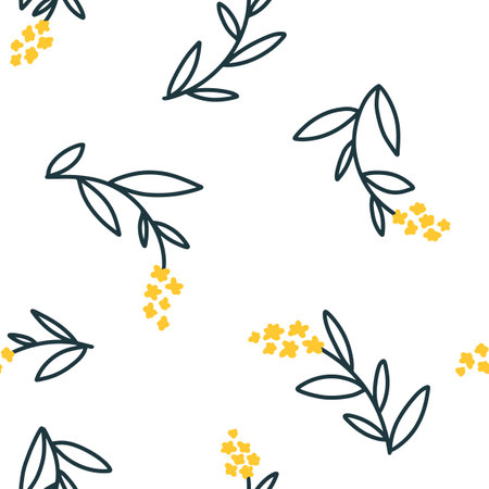 Floral seamless vector pattern with small flowers. Simple hand-drawn style. Motifs scattered liberty. Pretty ditsy for fabric, textile, wallpaper. Digital paper in white background.のイラスト素材