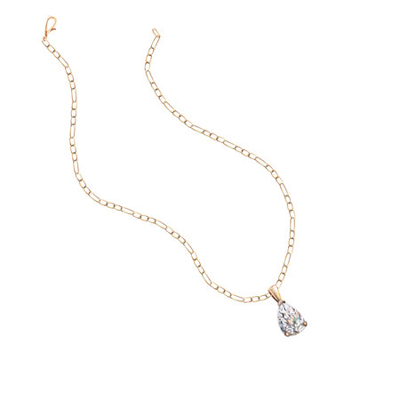 Gold chain with diamond pendant in realistic watercolor style. Isolated jewelry illustration for website design, fashion magazines, presentations, jewelry design courses.の写真素材