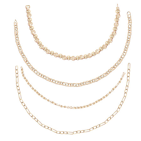 Set of curved semicircle chains in realistic style. Isolated watercolor illustration for design of magazines, web pages, jewelry blogs, fair and sales posters.の写真素材