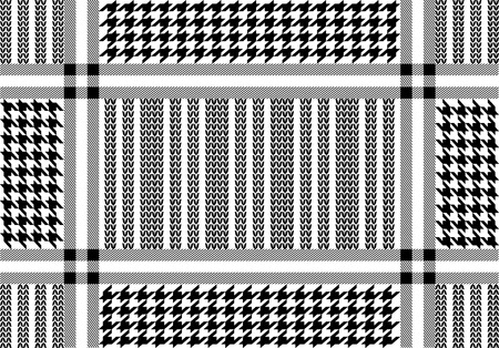 Simple checkered vector pattern with geometric motifs.のイラスト素材