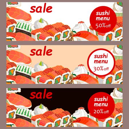Template for Japanese food menu. Set of rolls.のイラスト素材