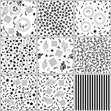 Abstract geometric background with simple design elements and architectural motifs. 1980s-1990s collection.のイラスト素材