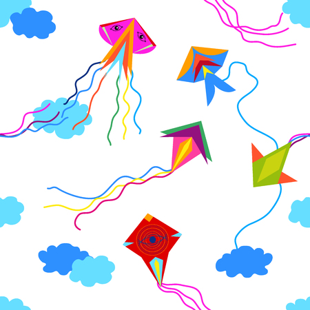Seamless vector pattern with simple colorful design elements. Children textile collection.のイラスト素材