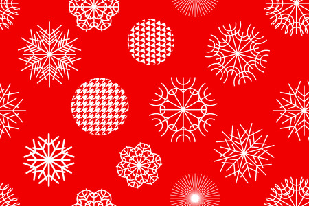 Snowflakes and circles with different ornaments. Retro textile collection.のイラスト素材