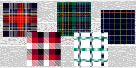 Checkered napkins on the white wooden background.