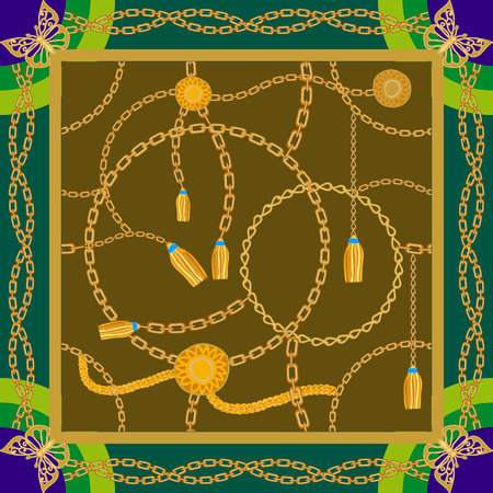 Squared pattern with jewelry elements. Women's fashon collection.のイラスト素材