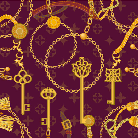 Seamless vector pattern with trendy accessories. Women's fashion collection.のイラスト素材