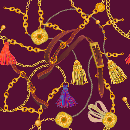 Seamless vector pattern with jewelry elements. Women's fashon collection.のイラスト素材