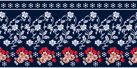 Floral ornaments, paisleys, botanical prints. Retro textile collection.のイラスト素材