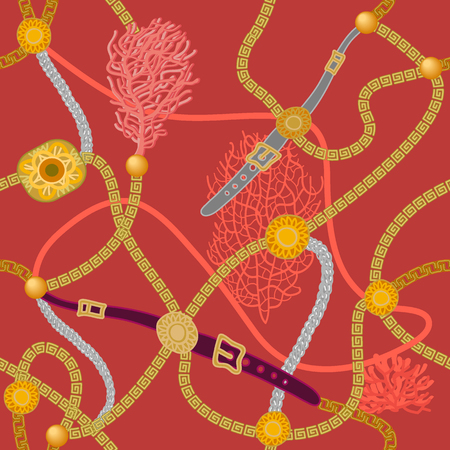 Seamless vector pattern with jewelry elements. Women's fashon collection.のイラスト素材