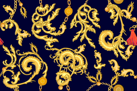 Seamless vector pattern with jewelry elements. Women's fashon collection.のイラスト素材