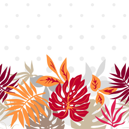 Seamless tropical border with botanical motifs. Aloha textile collection.のイラスト素材
