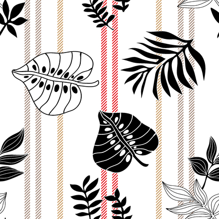 Seamless vector pattern with exotic plants.のイラスト素材