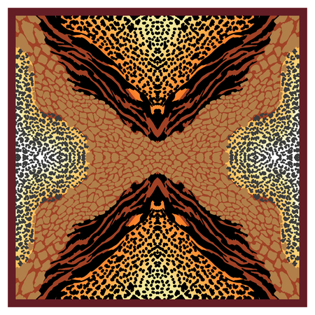 Expressive pattern with zebra stripes, leopard spots and girrafe skin.のイラスト素材