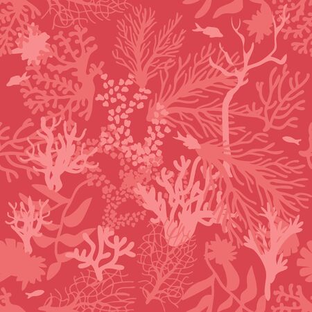 Seamless vector print with undersea landscape. Marine textile collection.のイラスト素材