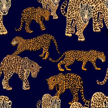 Safari textile design collection. On black background.