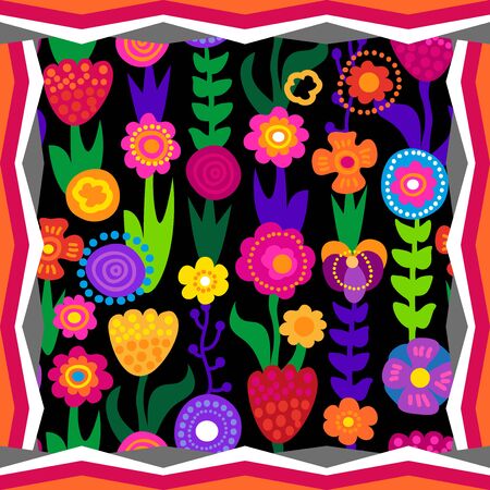 Summer textile collection. Template for bandanas and hijabs.のイラスト素材