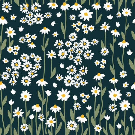 Abstract seamless pattern of chamomiles flowerのイラスト素材