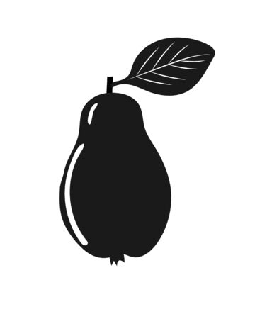 Black quince fruit flat icon, isolated on white background.のイラスト素材