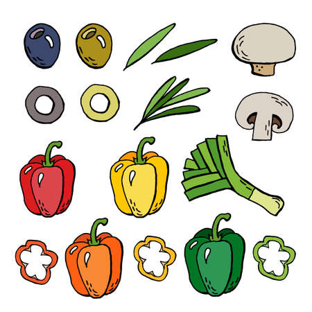 Vegetables food vector setのイラスト素材