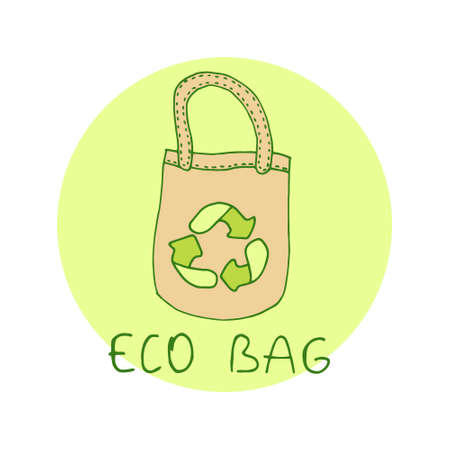 Hand drawn eco bag. Zero waste. Vector illustration.のイラスト素材