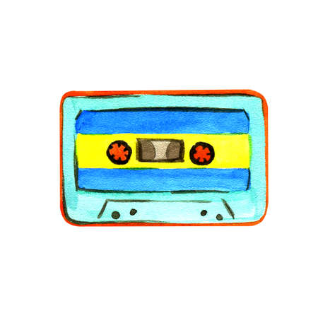 Audio cassette on a white background. Isolated audio cassette. Drawing .の写真素材