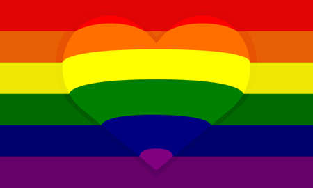 LGBT pride flag with a rainbow heart. Stock vector illustration.のイラスト素材
