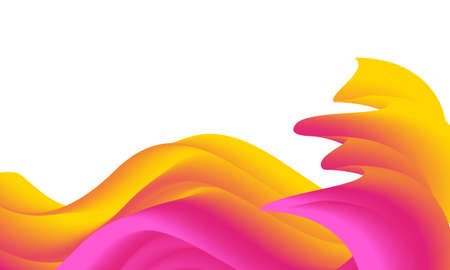 Wave 3D rainbow liquid on white abstract background with copy space. Banner design. Stock illustration.の写真素材