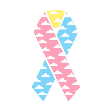 Awareness cloud ribbon isolated on white background. The problem of congenital hernia of the diaphragm.Vector stock illustration.のイラスト素材