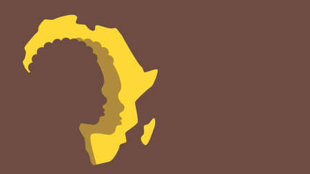 Silhouette of children on the background of the mainland Africa banner with copy space. African childrens day concept. Vector stock illustration.のイラスト素材