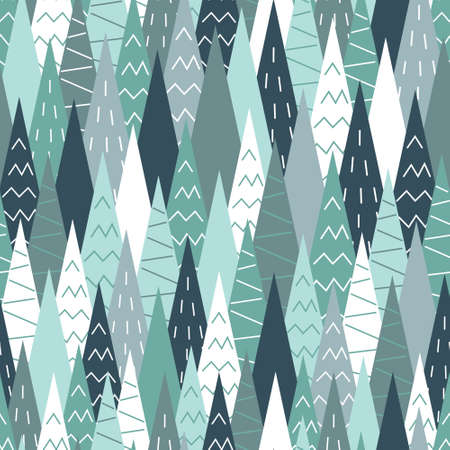 Abstract seamless pattern of triangles, winter forest in the Scandinavian style. Vector stock illustration.のイラスト素材