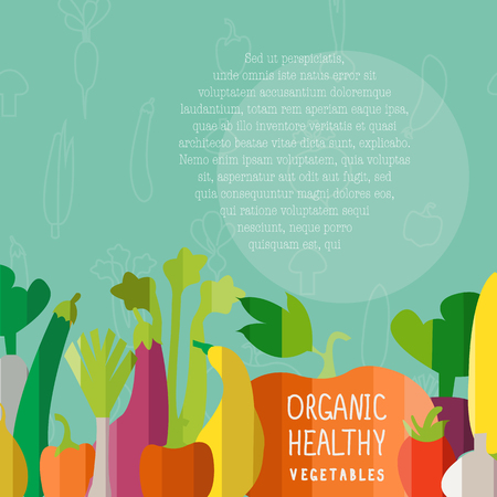 illustration of vegetables in modern flat design style with signatureのイラスト素材