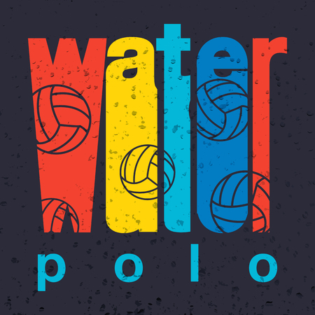 colorful flat design style illustration with signature \"water polo\" on textured background as a templateのイラスト素材