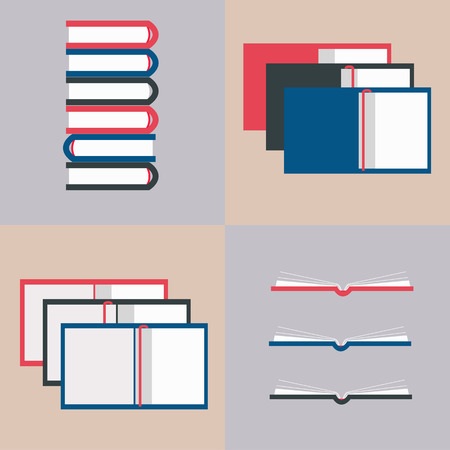 illustration of opened books in flat design styleのイラスト素材