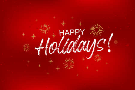 Hand sketched Happy Holidays logotype, badge and icon typography. Drawn lettering typography for Christmas, New Year card template. Holiday calligraphy banner, flyer on textured backgroundのイラスト素材