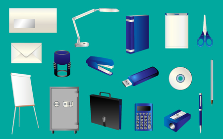 different office items for business and educationのイラスト素材