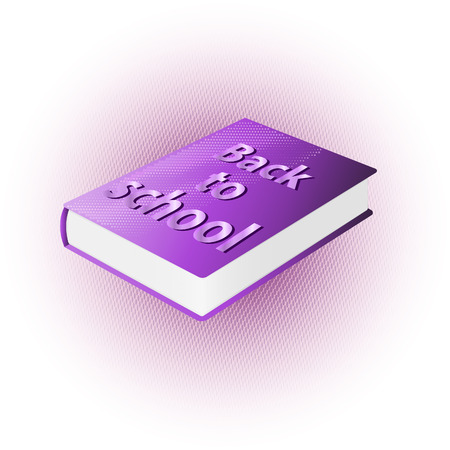 card with text back to school, violet bookのイラスト素材