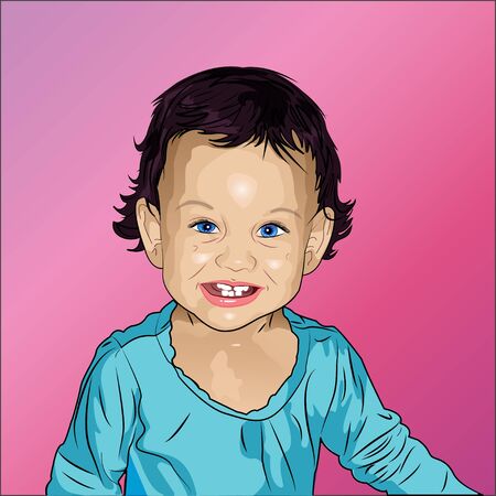 Portrait of cute and funny little girl.のイラスト素材