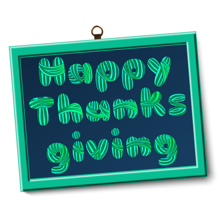 Happy thanksgiving day card with green text. Vector Illustrationのイラスト素材