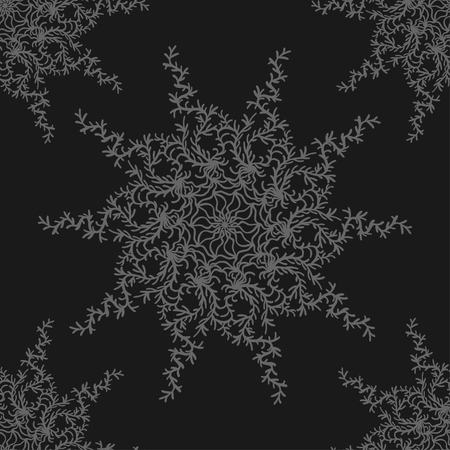 Retro stylish winter background, hand-drawn snowflakes. Vector illustration. Seampless patternのイラスト素材
