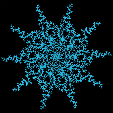 Hand-drawn winter snowflakes on the black backgroundのイラスト素材