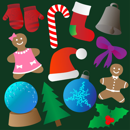 Set of Christmas icons. Christmas backgroundのイラスト素材