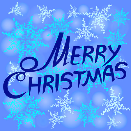 Merry Christmas Lettering Design. Snowflakes background.のイラスト素材