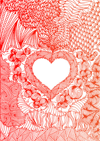 Decorative Love Heart. Vector illustration. Coloring book for adult and Doodle patternsのイラスト素材