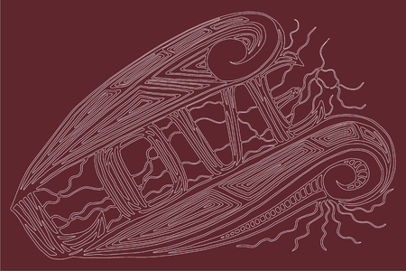 Decorative Text Love. Vector illustration. Coloring book for adult and Doodle patternsのイラスト素材