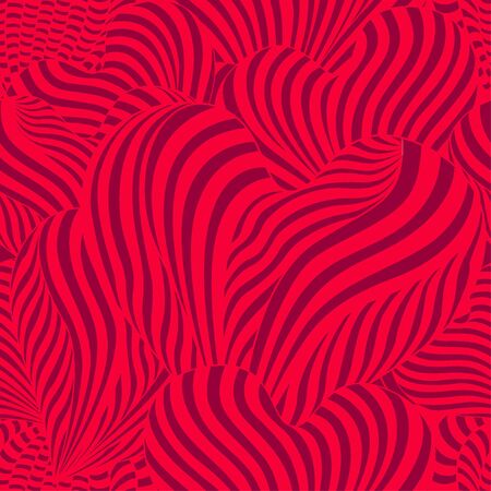 Happy valentines day and weeding design elements. Vector illustration. Red Background With Ornaments, Hearts. Doodles and curls.のイラスト素材